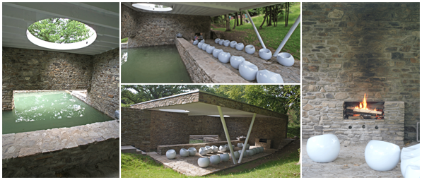 In de tuin is een heus kinderdorp gecreeerd en er is een overdekt paviljoen met barbecue en een trapje naar het water om pootje te baden of te zwemmen